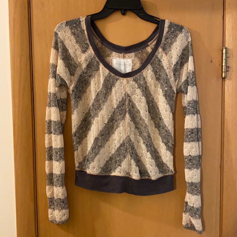 We the Free Free People Semi Sheer Striped Long Sleeve Top Small
